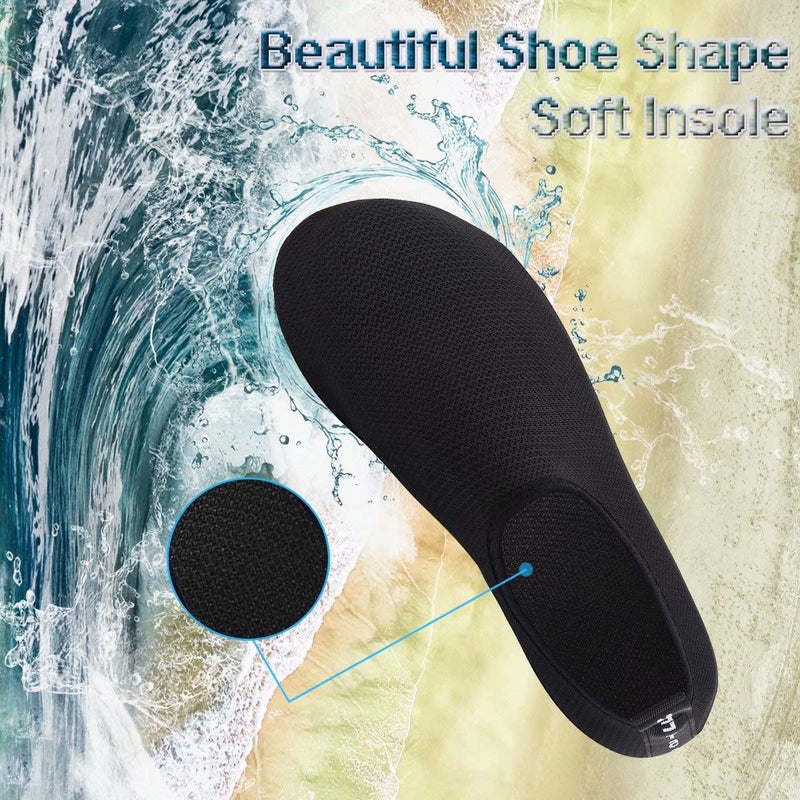 YALOX Water Shoes Women's Men's Outdoor Beach Swimming Aqua Socks Quick-Dry Barefoot Shoes Surfing Yoga Pool Exercise(XBL-Black,38/39EU), 7.5-8.5 Women/6-7 Men - Image 2